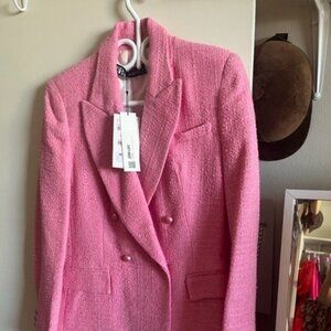 Zara Bubblegum Pink Tweed Blazer - Brand New